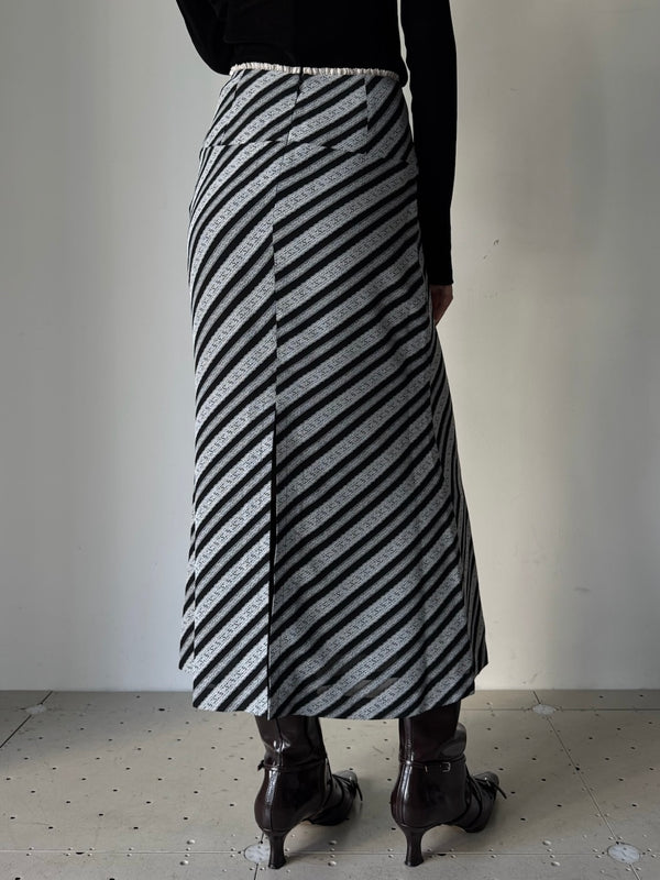 LACE JAQUARD STRIPE SKIRT MULTI