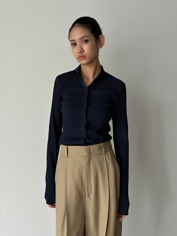 RIB KNIT CARDIGAN NAVY