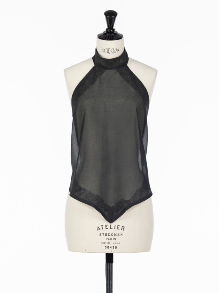SHEER HALTER TOP BLACK