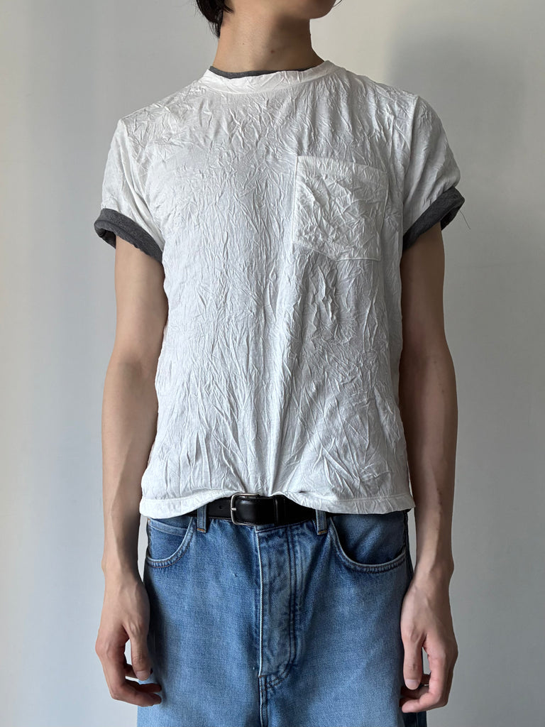 OTTO CRINKLED POCKET T-SHIRT IN COTTON WHITE