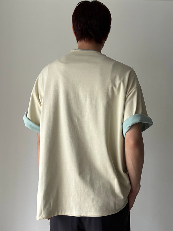 【J22GC0223J20325】T-SHIRT CN SS DOUBLE LAYER LIGHT BLUE