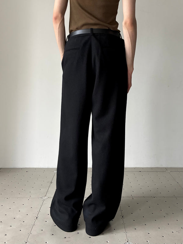 【013-A-1455-BK】Otis Wide-Leg Trousers in Wool/Cashmere BLACK