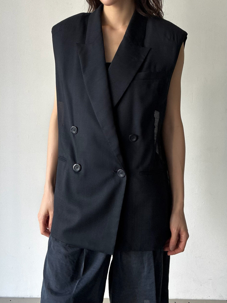 【034-026-WJ59】SHEER GILET BLACK