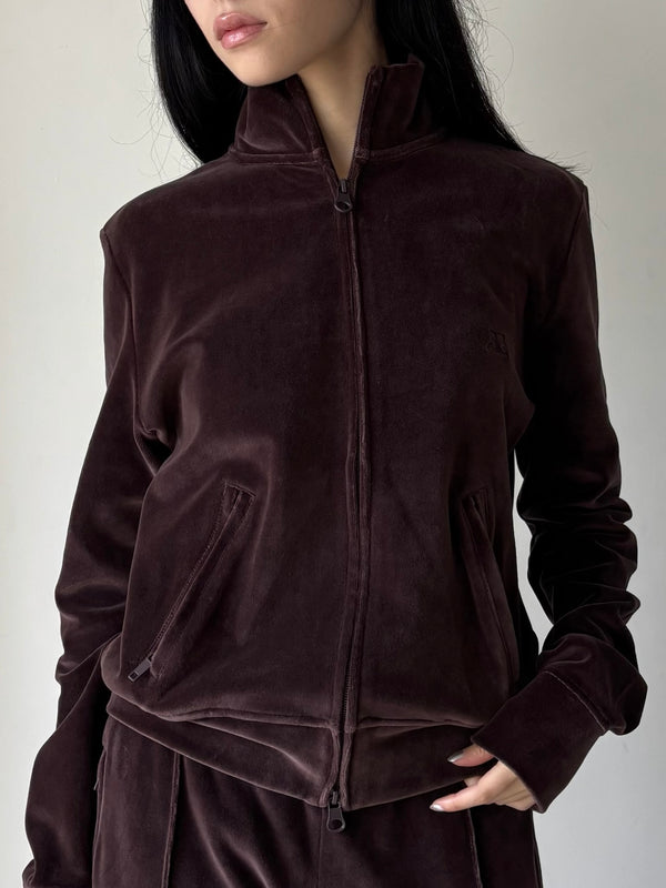 【126JVE148JS0303】VELVET TRACKSUIT JACKET BROWN