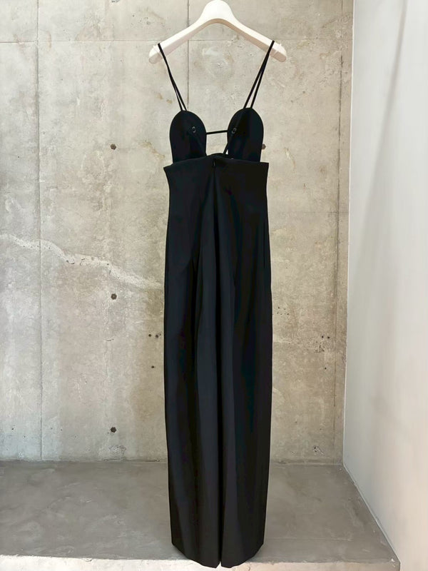 WIDE-LEGGED BRA JUMPSUITS BLACK