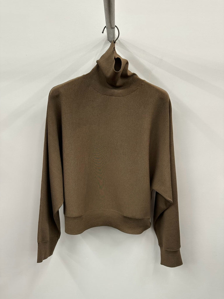 【036-026-KT029】Wool Silk Turtle Knit BROWN