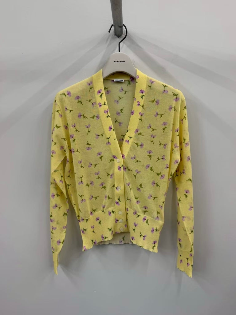 【J03HP0024】LS V-NECK CARDIGAN YELLOW