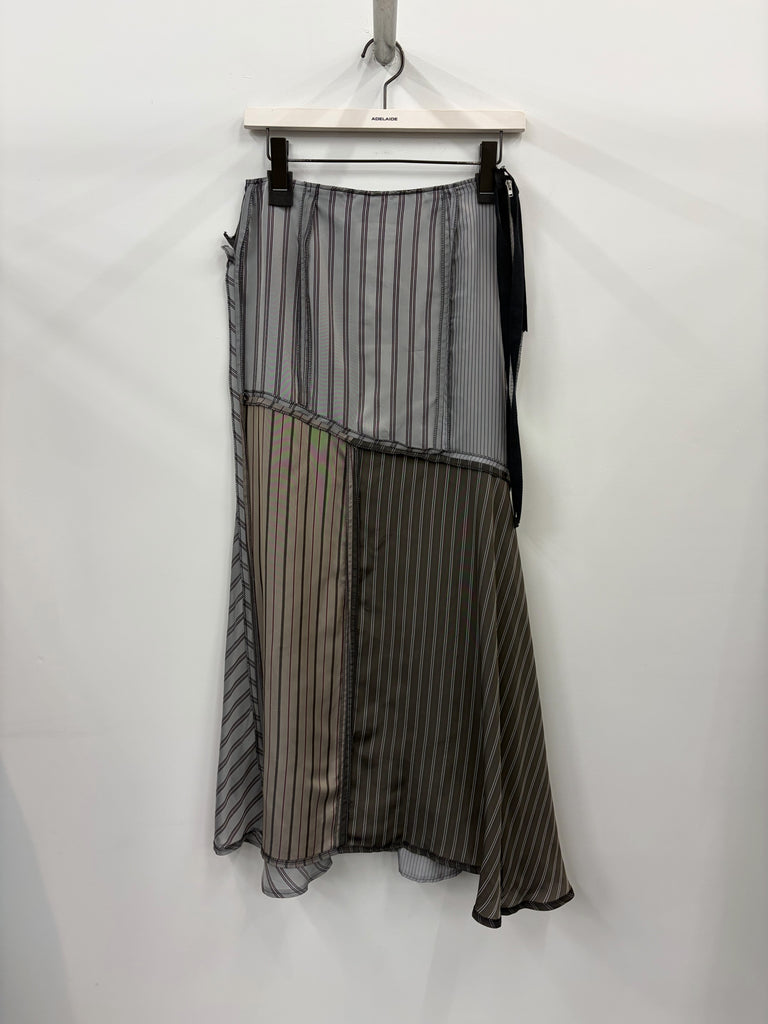 【S51MI0013M36038】LINING PATCHWORK MIDI SKIRT MULTI