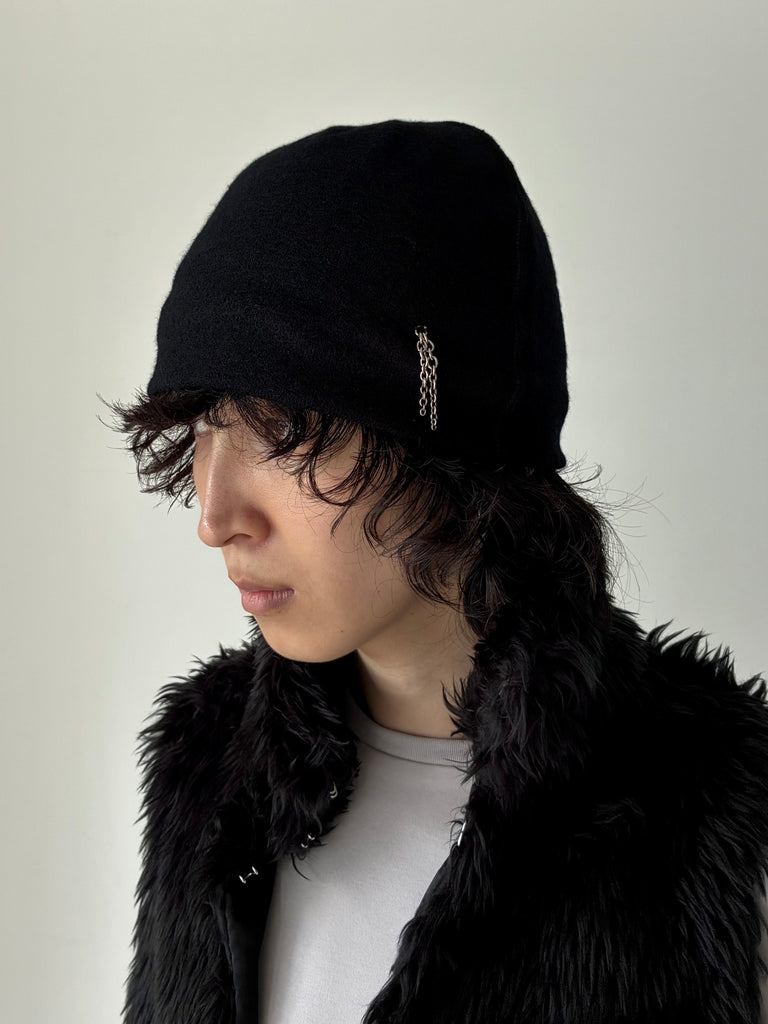【013-B-3805-BK】Nova Embellished Beanie in Boiled Wool BLACK