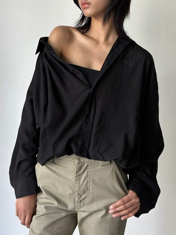 ONE SHOULDER SHIRT BLACK