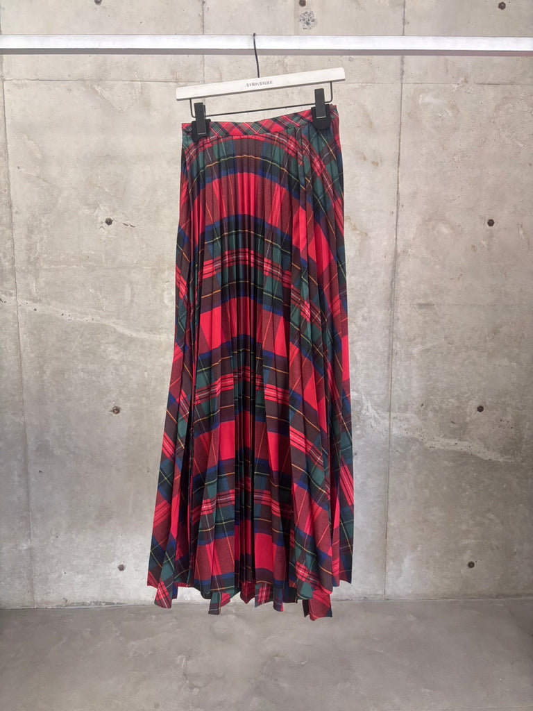 PLEATED WRAP SKIRT RED