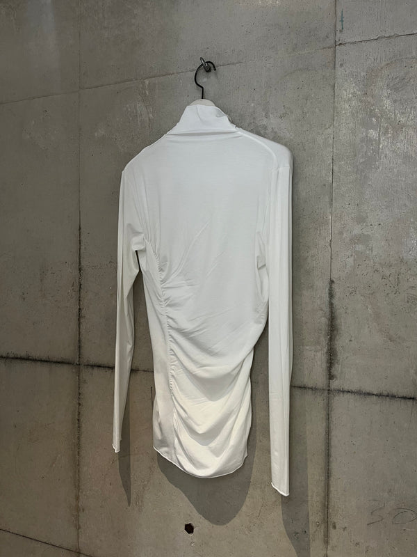 【FTC264-0404B】JERSEY ASYMMETRIC DRAPED TOP WHITE