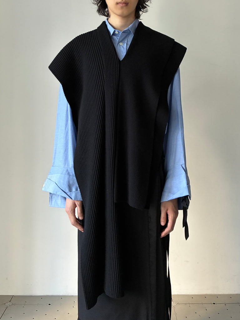 【TEXAS　FW26-0099-999】Double square knit scarf BLACK