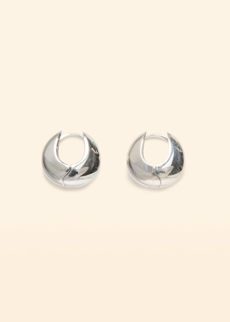 LARGE PYRAMID HOOPS  SILVER