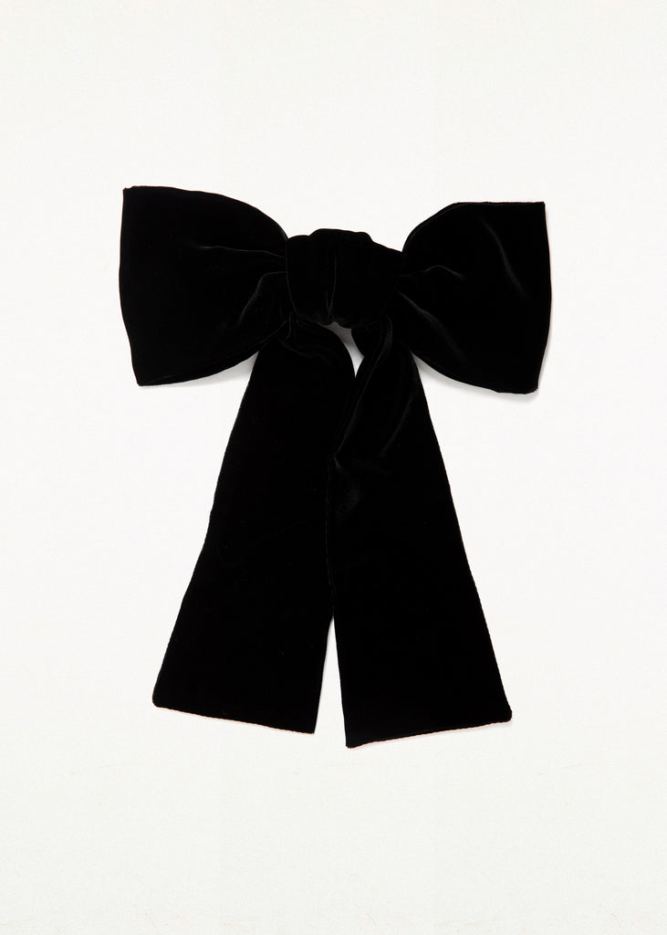 VELVET BOW HAIR CLIP BLACK