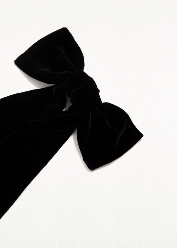 VELVET BOW HAIR CLIP BLACK