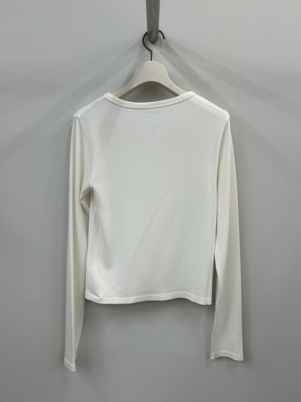 COLLAGEN RIBBED LONG SLEEVE T-SHIRT OFF WHITE