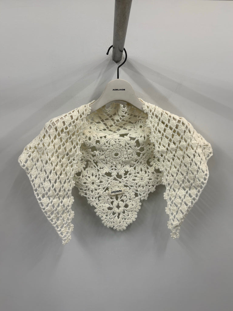 【FTC264-2001】MOTIF CROCHET SCARF WHITE