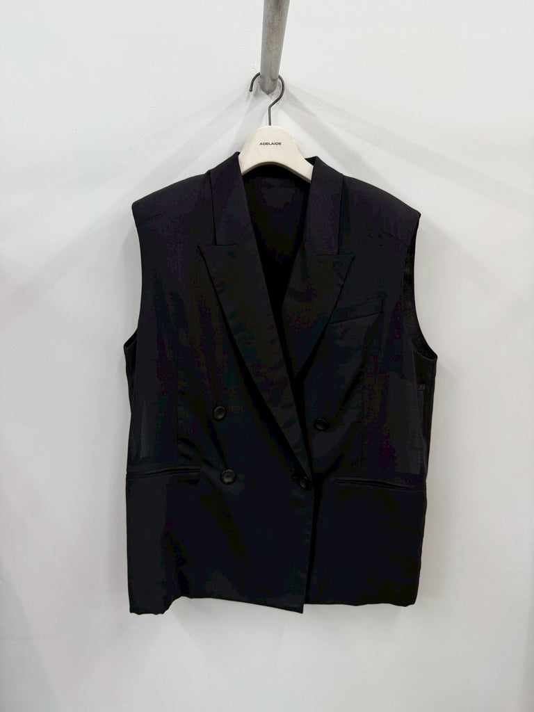 【034-026-WJ59】SHEER GILET BLACK