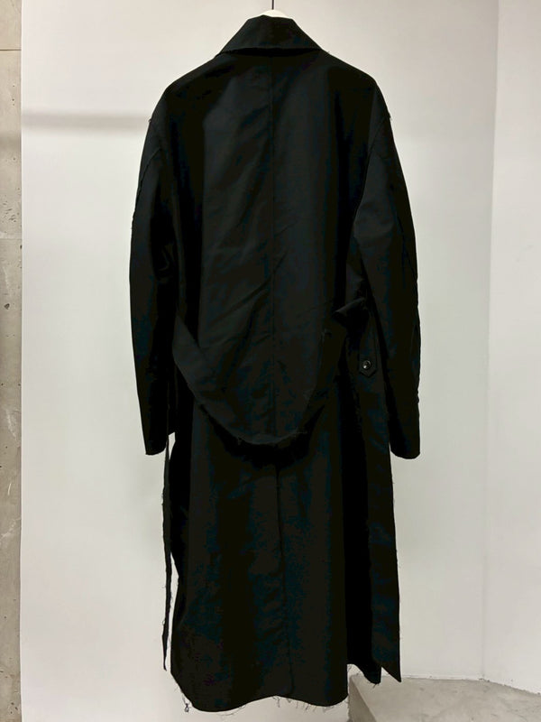 ADONIS WRAP COAT IN BRUSHED COTTON BLACK