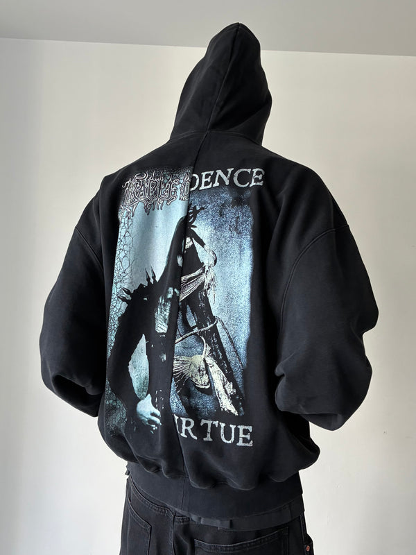 COF CUT-UP OVERSIZED ZIP-UP HOODIE BLACK