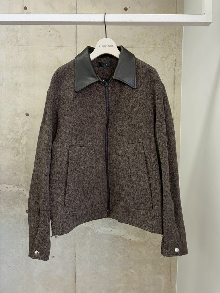 RELAXED SHIRT JACKET IN WOOL/LEATHER BROWN