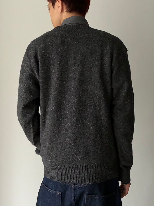 ARGYLE KNIT SWEATER IN SILK/CASHMERE GREY