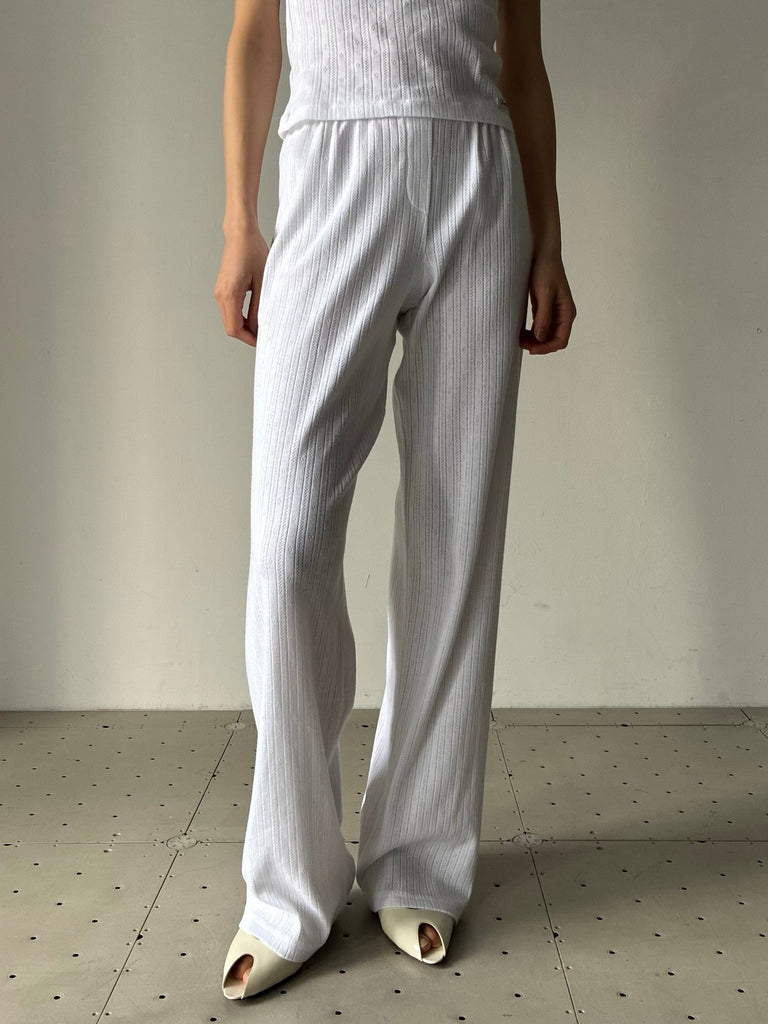 【33SR02PA06876326WH01】Signature Logo Pointelle Trousers WHITE