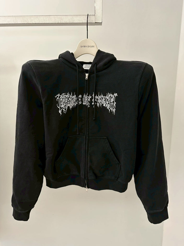 COF LOGO EXTREME SHOULDER FITTED ZIP-UP HOODIE BLACK