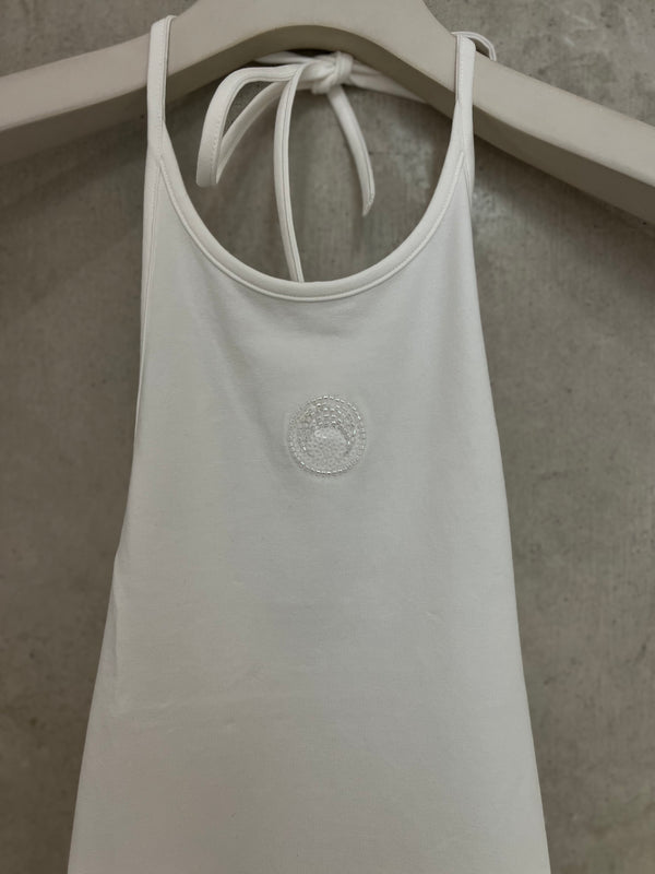 【WTO504ACJER0115】PEARL LOGO SL TOP WHITE