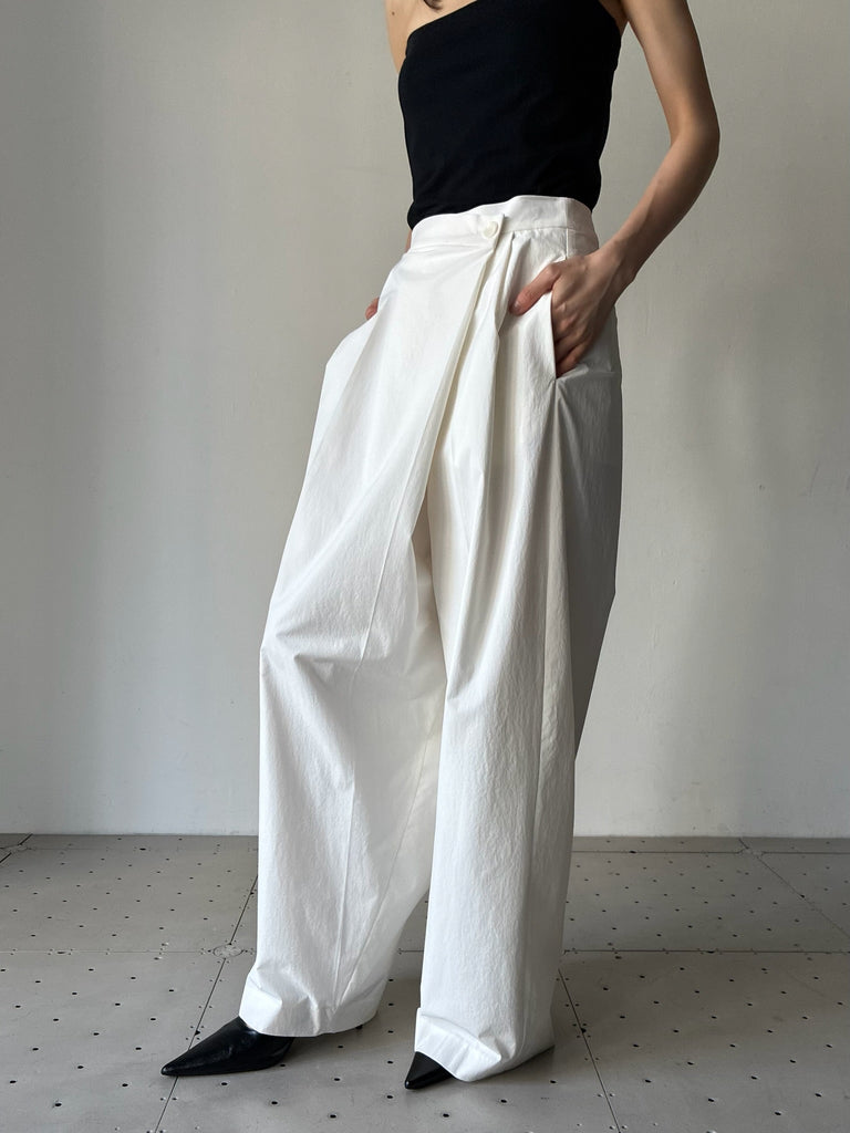 【034-026-WP003】NYLON COTTON CROSS PANTS WHITE