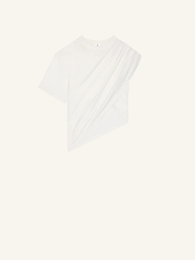 【226JTS241JS0290】ASYMMETRICAL TWIST T-SHIRT WHITE