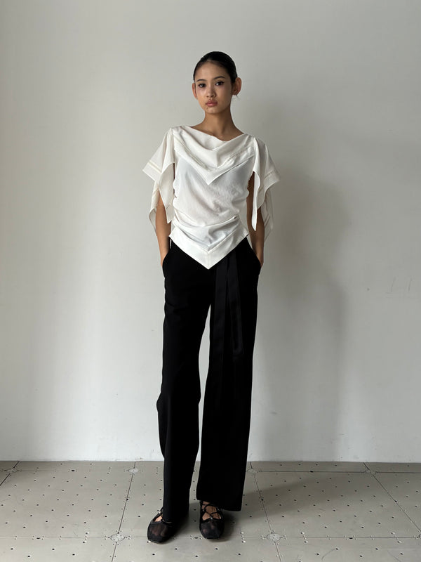 FRINGED BELT TROUSERS BLACK