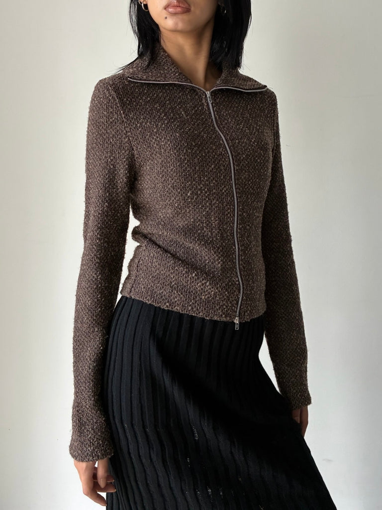 SLIM ZIP LONGSLEEVE BROWN