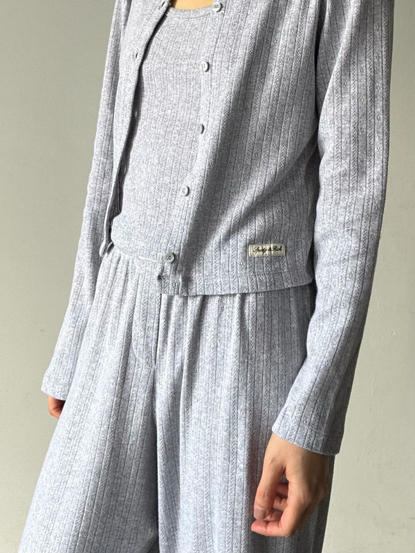 【33SR02CA04576326GY03】Signature Logo Pointelle Cardigan GREY