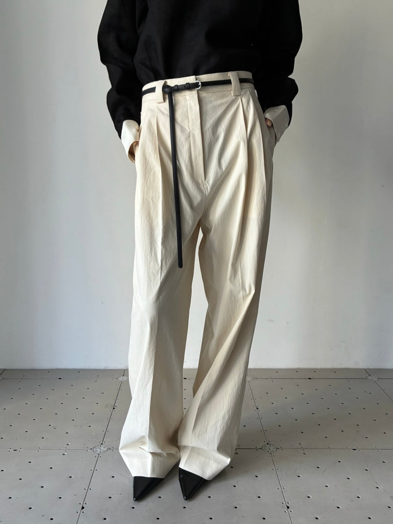 【34GS01TROUSERS17】BONE PLEATED TROUSERS IVORY