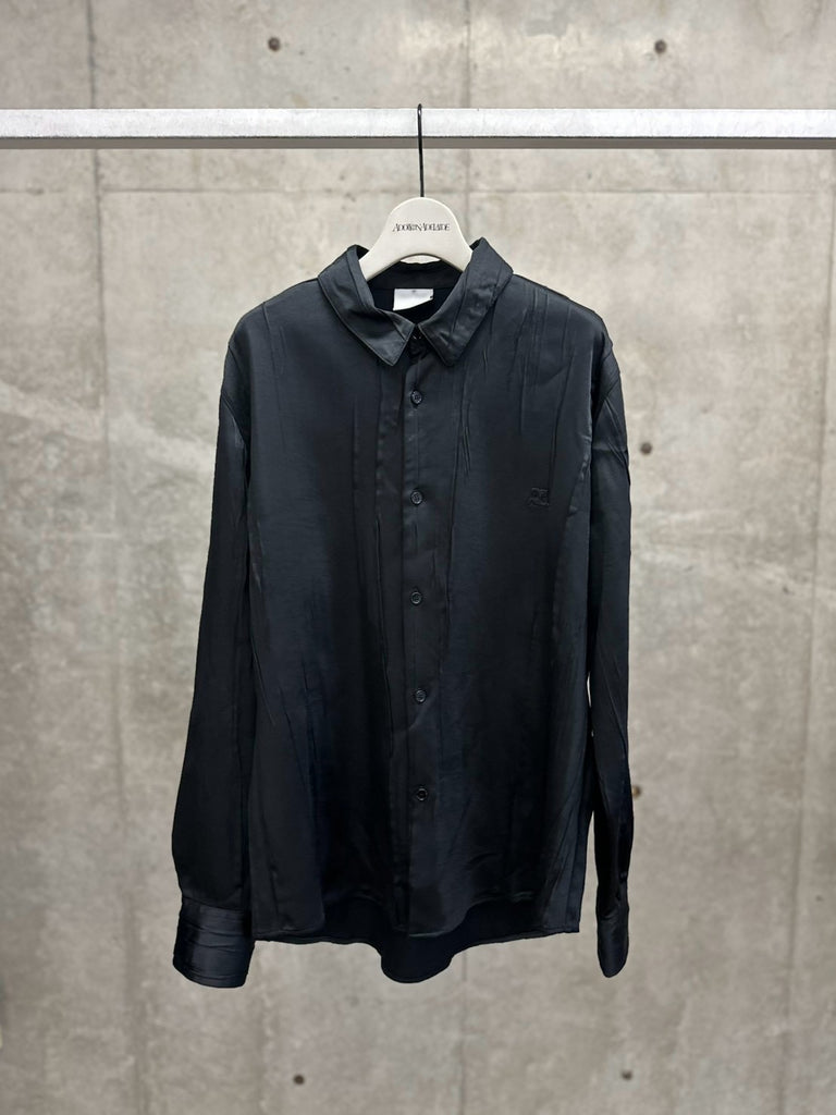 【326CCH135PL0280】CRINKLED SATIN OVERSIZED SHIRT BLACK