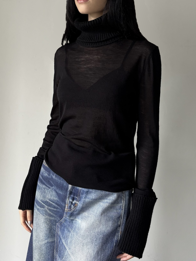 【 W4263IB】INVERSE TURTLENECK BLACK