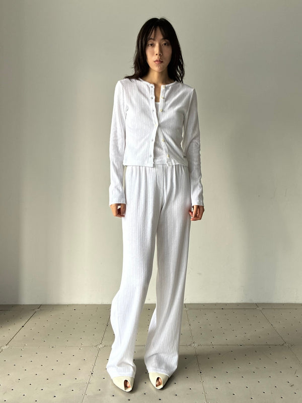 【33SR02CA04576326WH01】Signature Logo Pointelle Cardigan WHITE