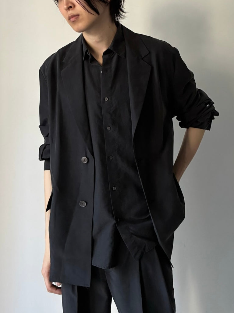 【26a/102-s-01-bk-03】Exclusive シルクテーラードジャケット BLACK