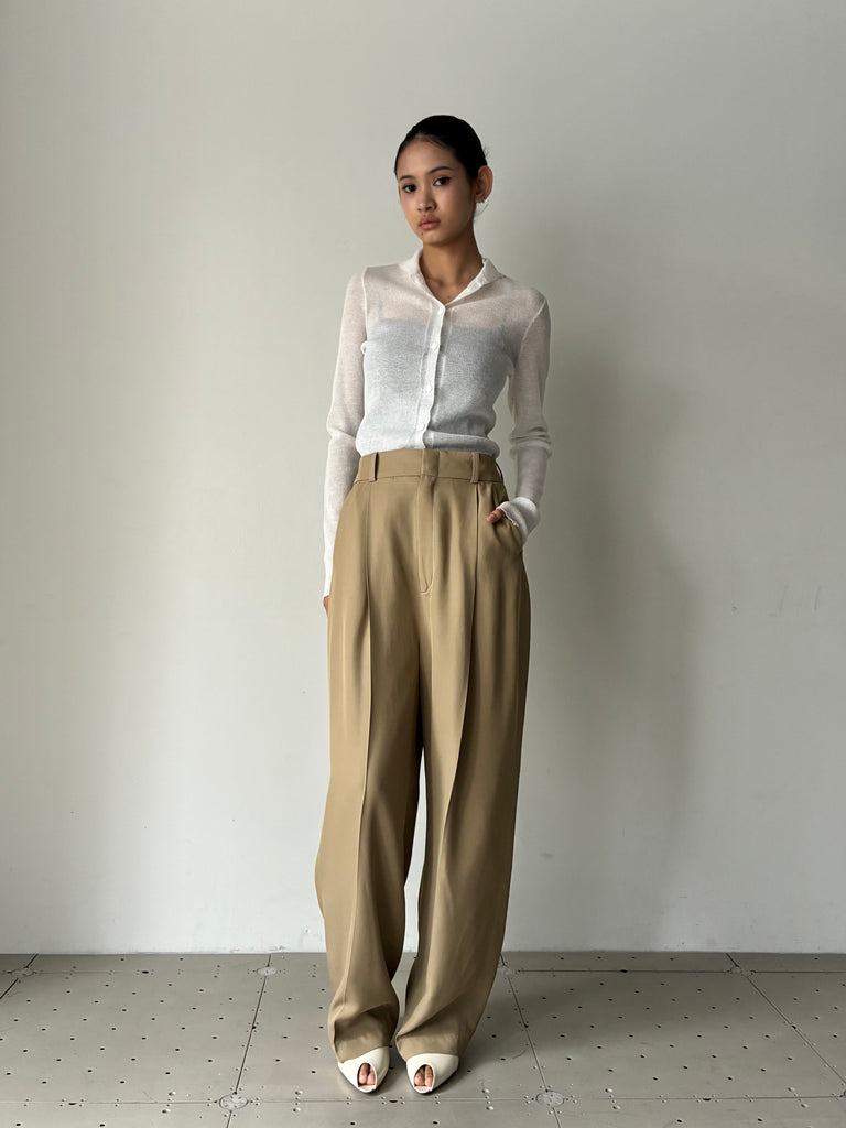IIROT COTTON TOUCH TUCK TROUSER BROWN イロット 正規取扱店