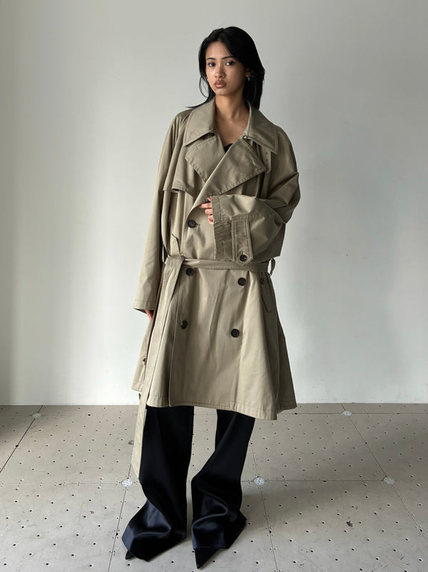 DRAPED NECK TRENCH BEIGE