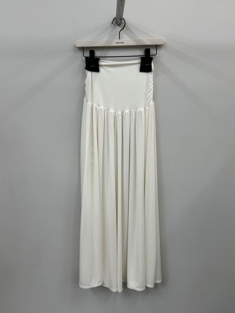 CUMMERBUND-STYLE FLARED SKIRT WHITE