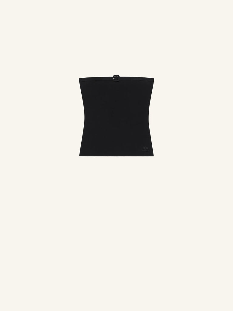 【226MTO526FI0063】BUCKLE KNIT BUSTIER TOP BLACK
