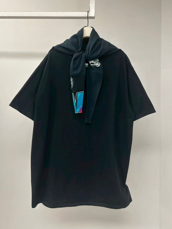 【5329】SCARFER T-SHIRT VINTAGE COTTON UNIQUE BLACK