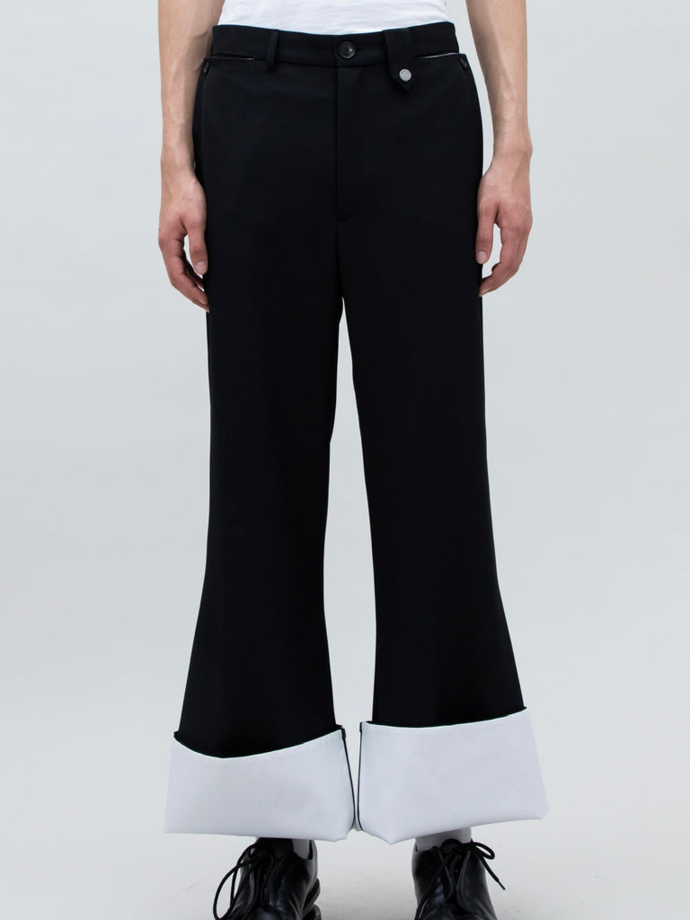 CONTRASTED HEM SUIT PANT BLACK