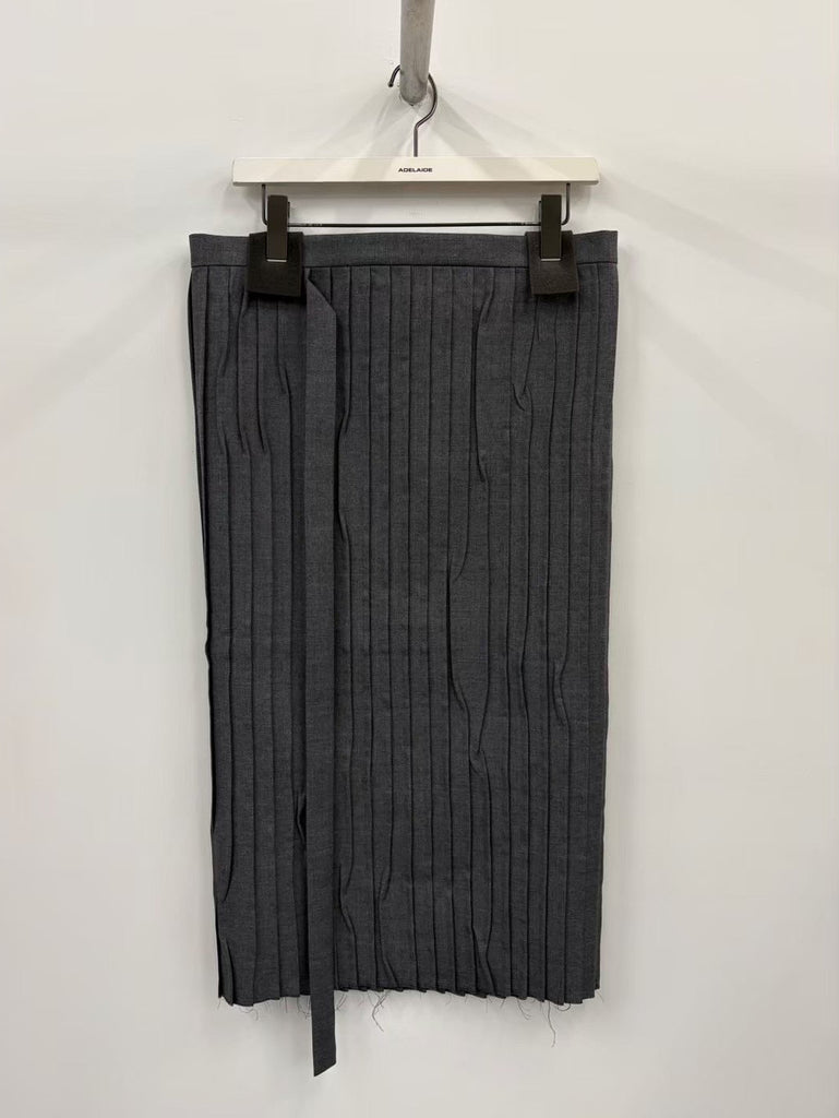 APRON FLAT SKIRT WOOL GREY