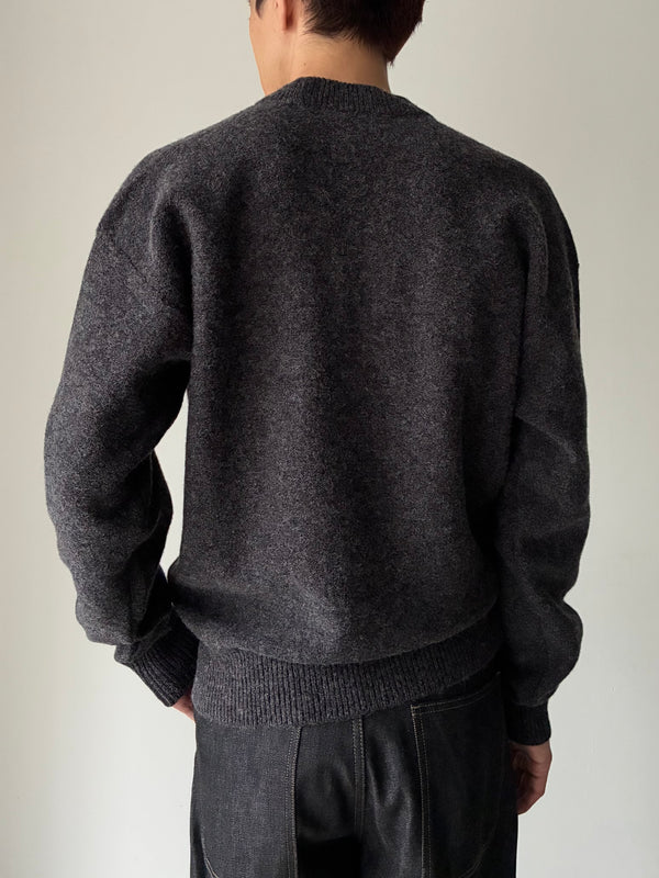 BOXY V NECK SWEATER CHARCOAL GREY