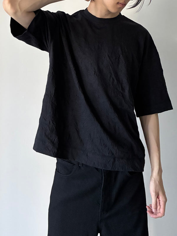 TOTTI CRINKLED T-SHIRT IN COTTON BLACK