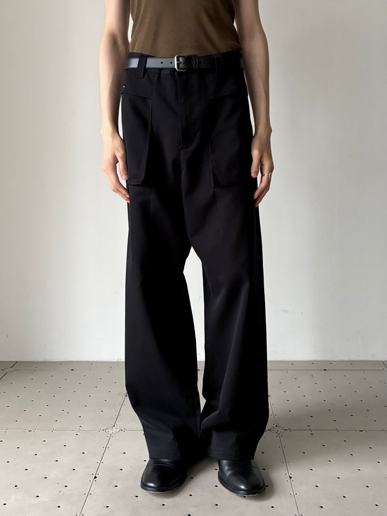【013-B-1411-BK】Rue Darted Fatigue Pants in Cotton/Cashmere/Silk BLACK